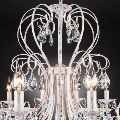 Люстра подвесная с хрусталем 3305/12 белый с золотом / прозрачный хрусталь