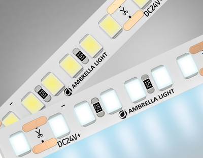 Светодиодная лента GS3213 2835 180Led/ 14.4W m/ 24V IP20 6500K/ 5000*10*1.2mm/ кратность резки 33mm (2 конт.)