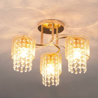 Потолочный светильник с металлическими плафонами и хрусталем 30137/3 золото