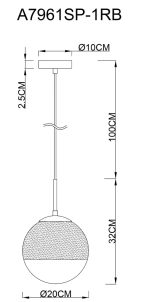 Подвесной светильник Arte Lamp JUPITER copper A7961SP-1RB, 1хE27