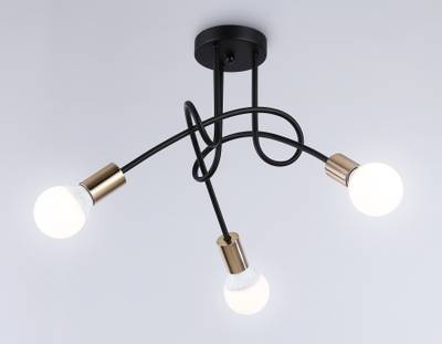 Потолочный светильник в стиле лофт TR80415/3 BK/GD черный/золото E27/3 max 60W D670*370