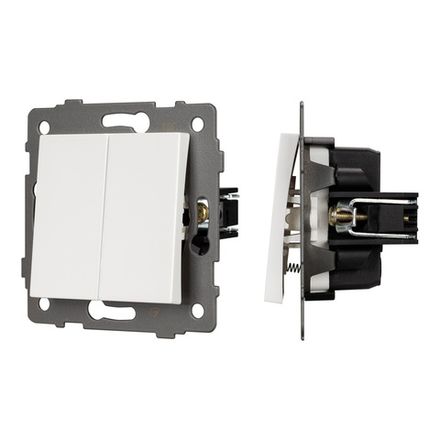 Механизм выключателя двухклавишный самовозвратный SWT-MKR2-PL-WH-V (250V, 10A) (Arlight, -)