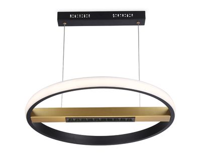 Подвесной светодиодный светильник с пультом управления FL51489 BK/GD черный/золото 62W 3000K-6400K D600*1000 (ПДУ ИК)