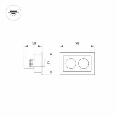 Светильник MS-ORIENT-BUILT-TURN-TC-S67x90-5W Warm3000 (BK-BK, 30 deg, 230V) (Arlight, IP20 Металл, 5 лет)