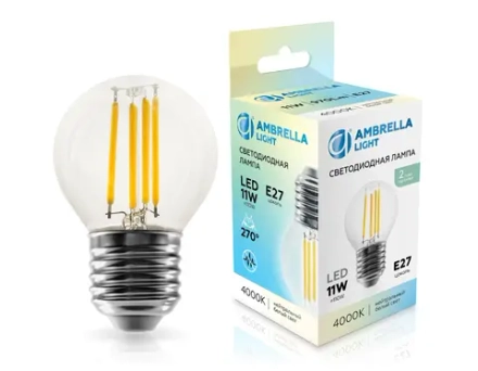 Лампа светодиодная Filament 451124 LED G45 11W E27 4000K 220-240V