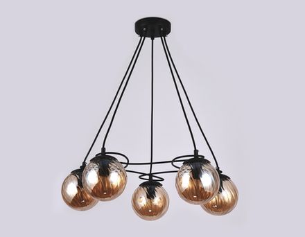 Подвесная люстра TR9022/5 BK/TI черный/янтарь E14 max 40W D560*800