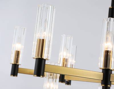 Светильник на штанге LH55515/12 BK/BS/CL черный/латунь/прозрачный E14*12 max 40W D860*905