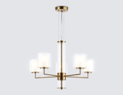 Светильник подвесной LH56011/5 BS/FR латунь/белый матовый E14*5 max 40W D640*1260