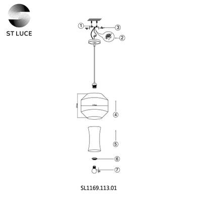 SL1169.113.01 Подвес ST-Luce Черный/Прозрачный, Белый E27 1*40W