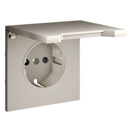 VLS000803 Накладка для розетки с заземлением, защитными шторками и крышкой, S70 (кашемир). (ТМ Maytoni)
