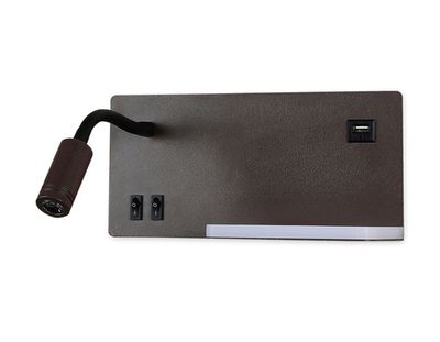 Настенный светодиодный светильник с полкой, выключателем и USB портом FW293 CF/BK кофе/черный LED 4200K 5W+3W 260*150*110