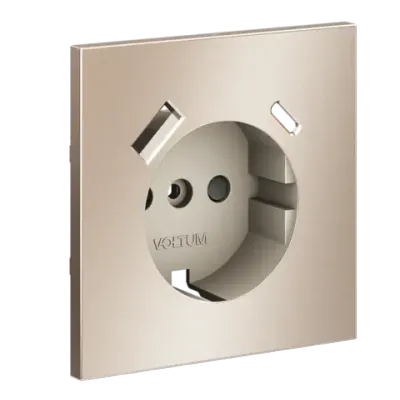 VLSM001010 Накладка для розетки с заземлением и защитными шторками, с USB A+C, S70 Metal (платина). (ТМ Maytoni)