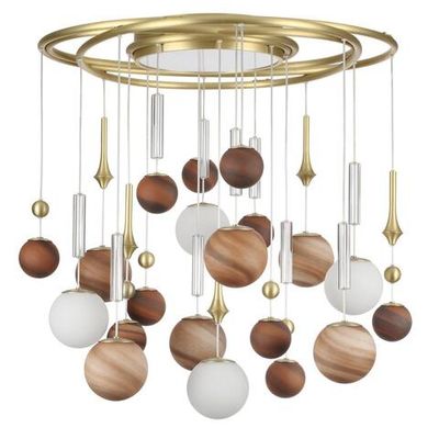 5457/21C MODERN ODL_EX26 светлая сатин.латунь/белый/бежевый/коричневый/металл/стекло Люстра потолочная G9 x 20 x 5W + LED 20W 2500K CALLISTO