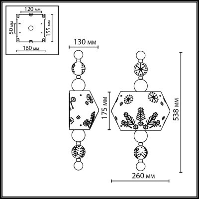 5444/1WA PENDANT ODL_EX26 031 бежевый/античная бронза/металл/керамика Бра E14 2*40W KARELIA