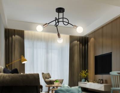 Потолочный светильник в стиле лофт TR80415/3 BK/GD черный/золото E27/3 max 60W D670*370