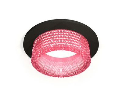 Комплект встраиваемого светильника с композитным хрусталем XC6513042 SBK/PI черный песок/розовый MR16 GU5.3 (C6513, N6152)