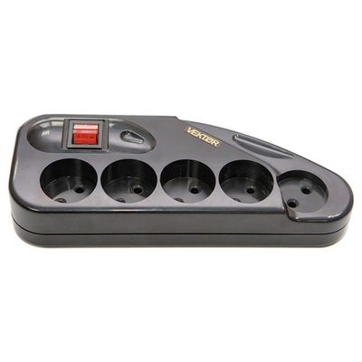 Фильтр сетевой VEKTOR Z, 4 роз. c/з, + 1 роз б/з, 5,0м (3,5кВт, 16А), черный