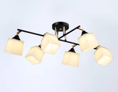Светильник подвесной TR303089/6 BK/FGD/FR черный/золото/белый матовый E27/6 max 40W 800*580*250