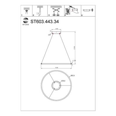ST603.443.34 Светильник подвесной ST-Luce Черный/Белый LED 1*34W 4000K