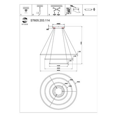 ST605.203.114 Cветильник подвесной  SMART ST-Luce Золотистый/Белый LED 1*114W 2800-6500K
