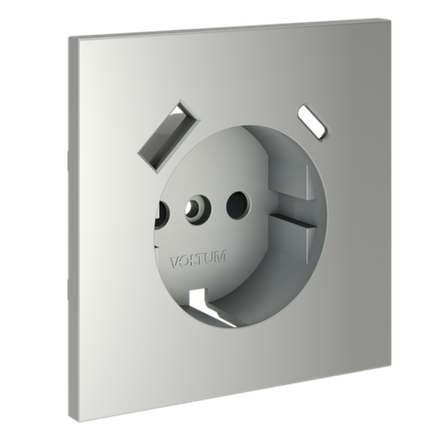 VLS001005 Накладка для розетки с заземлением и защитными шторками, с USB A+C, S70 (сталь). (ТМ Maytoni)