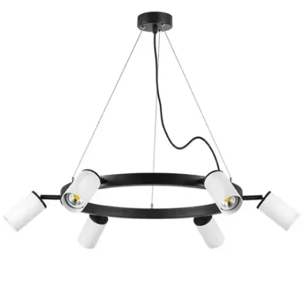 LR016366 Люстра RULLO 6х50W GU10 ЧЕРНЫЙ/БЕЛЫЙ (571016+214436-6)