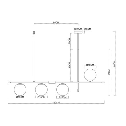 Люстра на штанге Arte Lamp ARKAB A2225SP-4BK, 4хE14