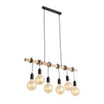 SL1142.403.06 Светильник подвесной Черный, Светлое дерево E27 6*60W