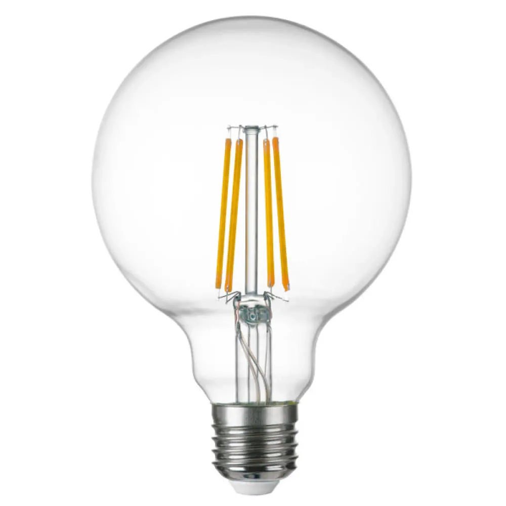 933102 Лампа энергосберегающая LED FILAMENT 220V G95 E27 8W=80W 720LM 360G CL 3000K 30000H
