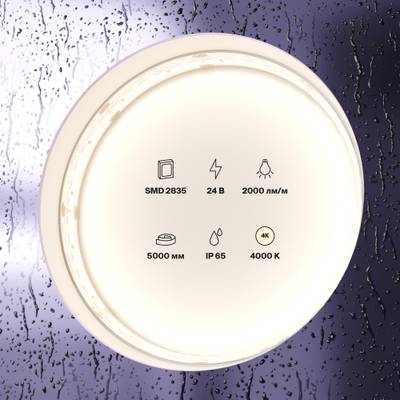 Светодиодная лента 24В 2835 20Вт/м 4000K 5м IP65, 10158. TM Maytoni