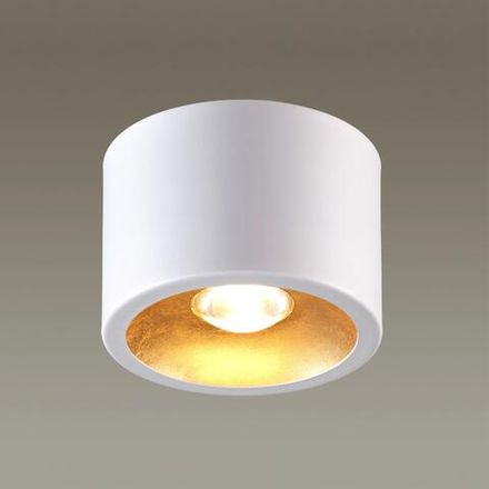 6668/1CL HIGHTECH ODL19 357 белый с золотым фольг-м Потолочной накладной светильник LED GU10 1*7W 220V GLASGOW (вместо 3877/1CL)
