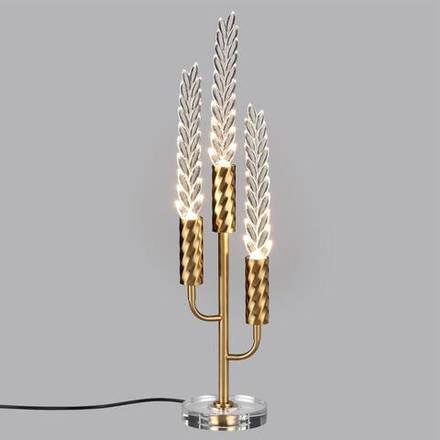 5449/9TL L-VISION ODL_EX26 039 сатинированн.латунь/прозрач. стекло/хрустальное стекло/эпоксид.смола Настольная лампа LED 9W (3*3W) 3000K 460Лм KOLOS