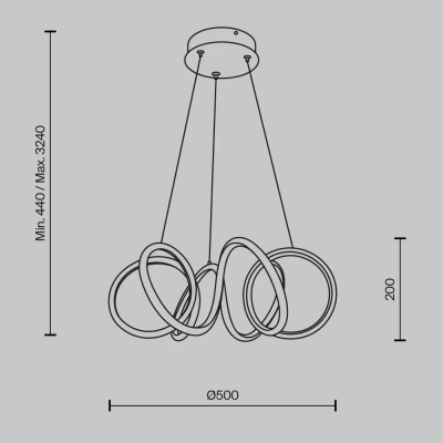 Подвесной светильник Изгиб / Curve 3000-4000К 52Вт, MOD241PL-L60BK. TM Maytoni