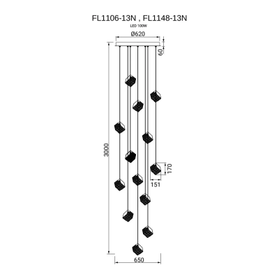 Люстра подвесная Elegance Gold FL1106-13N, LED