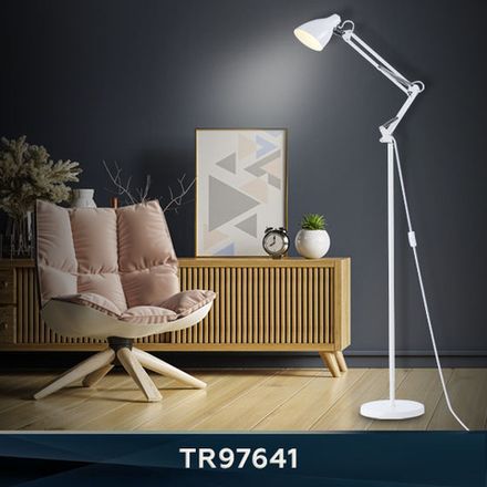 Светильник напольный с выключателем на проводе TR97641 WH белый E27 max 40W  D120*1750