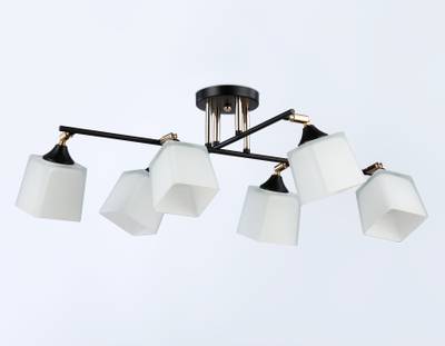 Светильник подвесной TR303089/6 BK/FGD/FR черный/золото/белый матовый E27/6 max 40W 800*580*250
