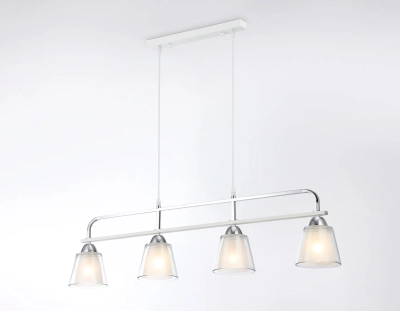 Светильник подвесной TR303242/4 WH/CH/CL/FR белый/хром/прозрачный/белый матовый E27*4 max 60W 870*120*780