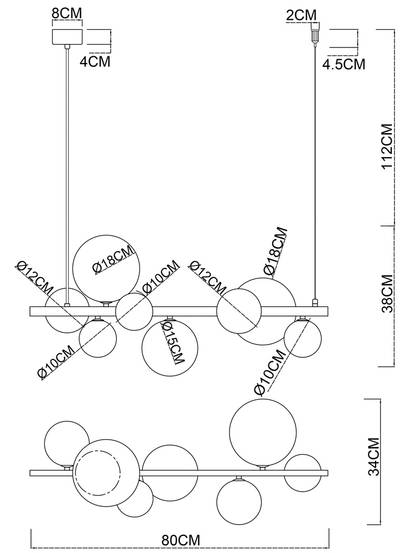 Подвесная люстра Arte Lamp VINCENT A7790SP-8BK, 8хG9