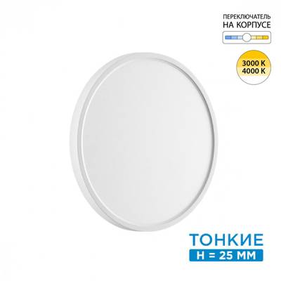 7659/24L MITRA LED SN 52 Светильник пластик/белый LED 24Вт 3000/4000K D300 IP40 ALFA WHITE