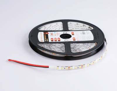 Светодиодная лента GS1201 2835 120Led/ 9.6W m/ 12V IP65 3000K/ 5000*8*2.27mm/ кратность резки 25mm (2 конт.)