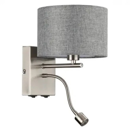 8251/2W MODERNI LN26 530  никель/серый, металл/текстиль бра Е14 40W + LED 3W 4000K 220V NIKKI