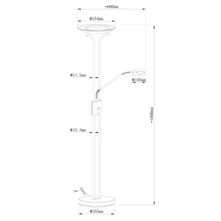 Торшер Arte Lamp DUETTO A4329PN-2PB, 1хLED
