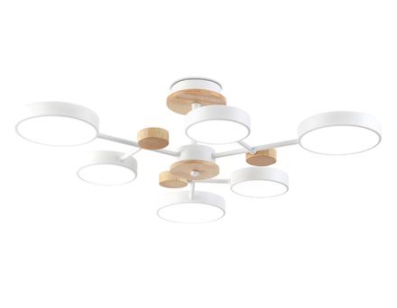 Светильник светодиодный подвесной FL4861/6 WH/WD белый/дерево 90W 3000-6000K D750*180 (без ПДУ)