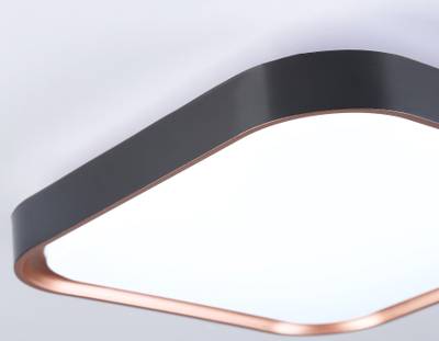 Потолочный светодиодный светильник FZ1265 BK/PGD черный/золото розовое 18W 5000K 250*250*60 (Без ПДУ)