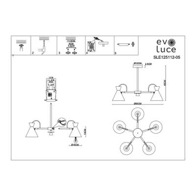 SLE125112-05 Люстра потолочная Серый, Золотой/Серый, Темное дерево E14 5*40W