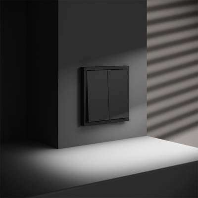 VLS020308 Проходной переключатель встраиваемый VOLTUM S70 двухклавишный 10А, (черный матовый) (ТМ Maytoni)