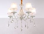 Подвесная люстра с абажурами и хрусталем TR4547/5 WH/SL белый/серебро E14/5 max 40W D565*500