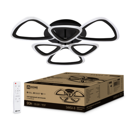 Светильник светодиодный ELEGANT SANSA-90В 90Вт 3000-4000-6500К 7000лм 230В 650х650х130мм с пультом ДУ IN HOME 4690612035376