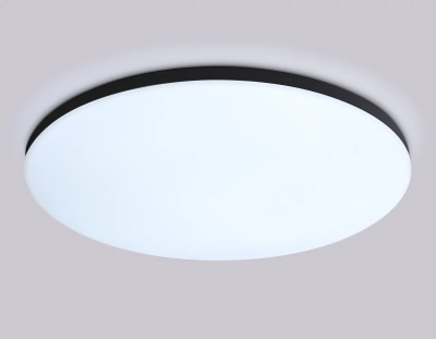 Потолочный светодиодный светильник с Wi-Fi Яндекс Алисой/Tuya/Smart Home/Alexa FZ2006 BK черный IP54 30W 3000K-6500K+RGB D450*60 (ПДУ ИК)