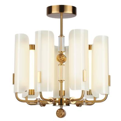 5467/35L MODERN ODL_EX26 белый/коричневый/античная бронза/металл/стекло/декор металл Люстра LED x 35W (5W*7) 3000K LION